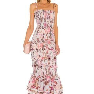 V. Chapman Pink Floral Geranium Maxi Dress